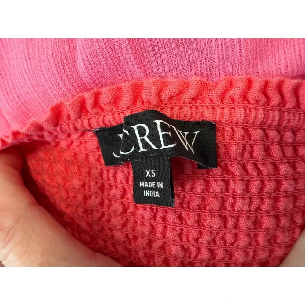 J Crew‎ Smocked Waist 100% Linen Mini Skirt Coral Pink XS Summer Beach Vacation